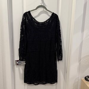 Express Black Long Sleeve Lace Dress
